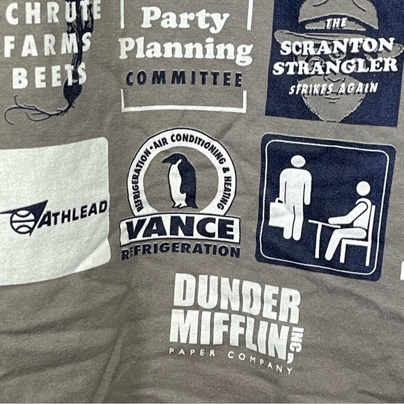 The Office T Shirt Mens Large Gray Schrute Farms Dunder Mifflin Advertisement - Picture 5 of 9